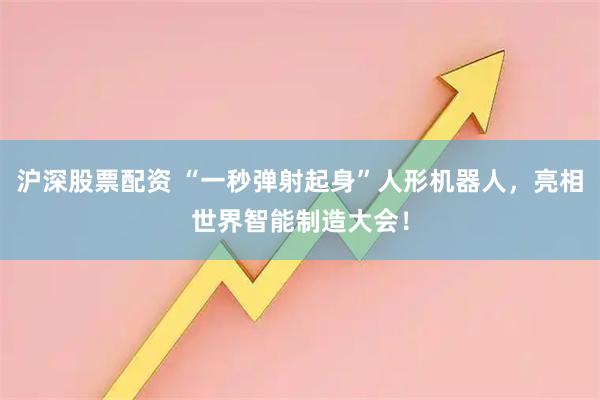 沪深股票配资 “一秒弹射起身”人形机器人，亮相世界智能制造大会！