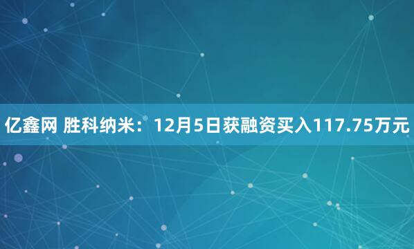 亿鑫网 胜科纳米：12月5日获融资买入117.75万元
